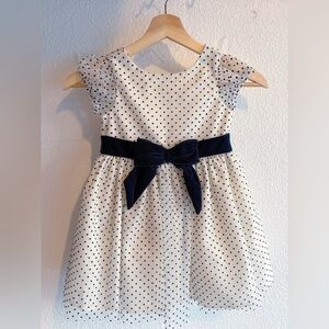 Janie and Jack Polka Dot Kids Dress with Navy Bow